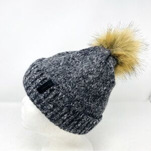 Bula Gray Marled Wool Blend Knit Beanie W/ Pom